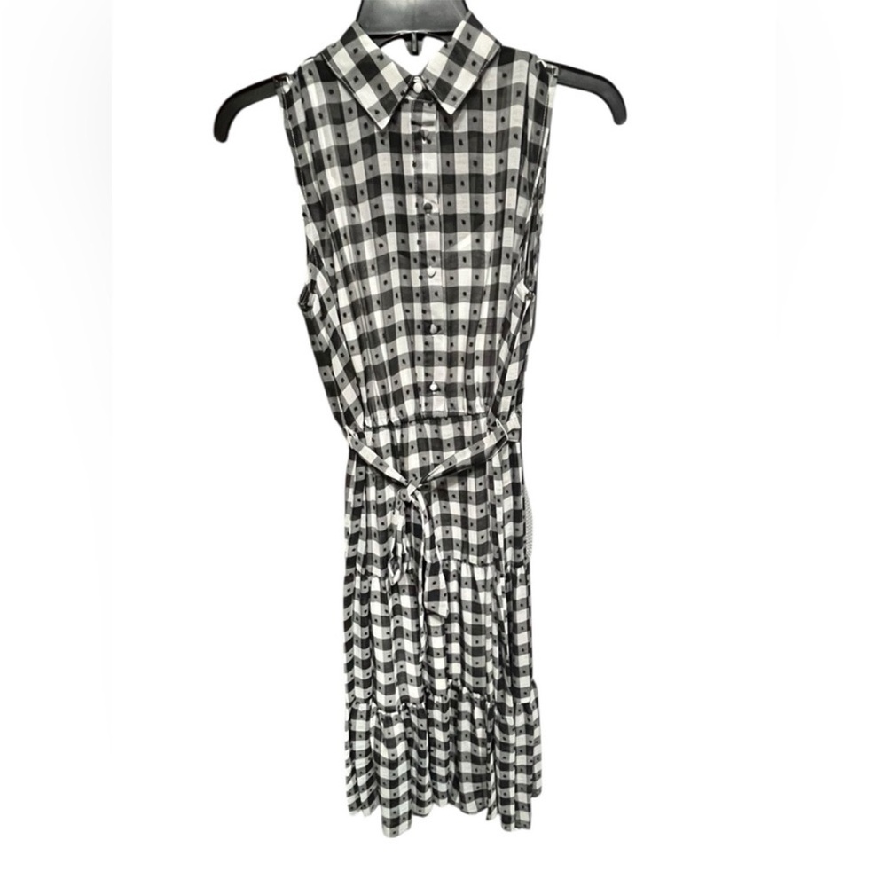 NWT Nanette Lepore Gingham Black and White Collared Shirt Dress - Size 4 - Picture 3 of 12